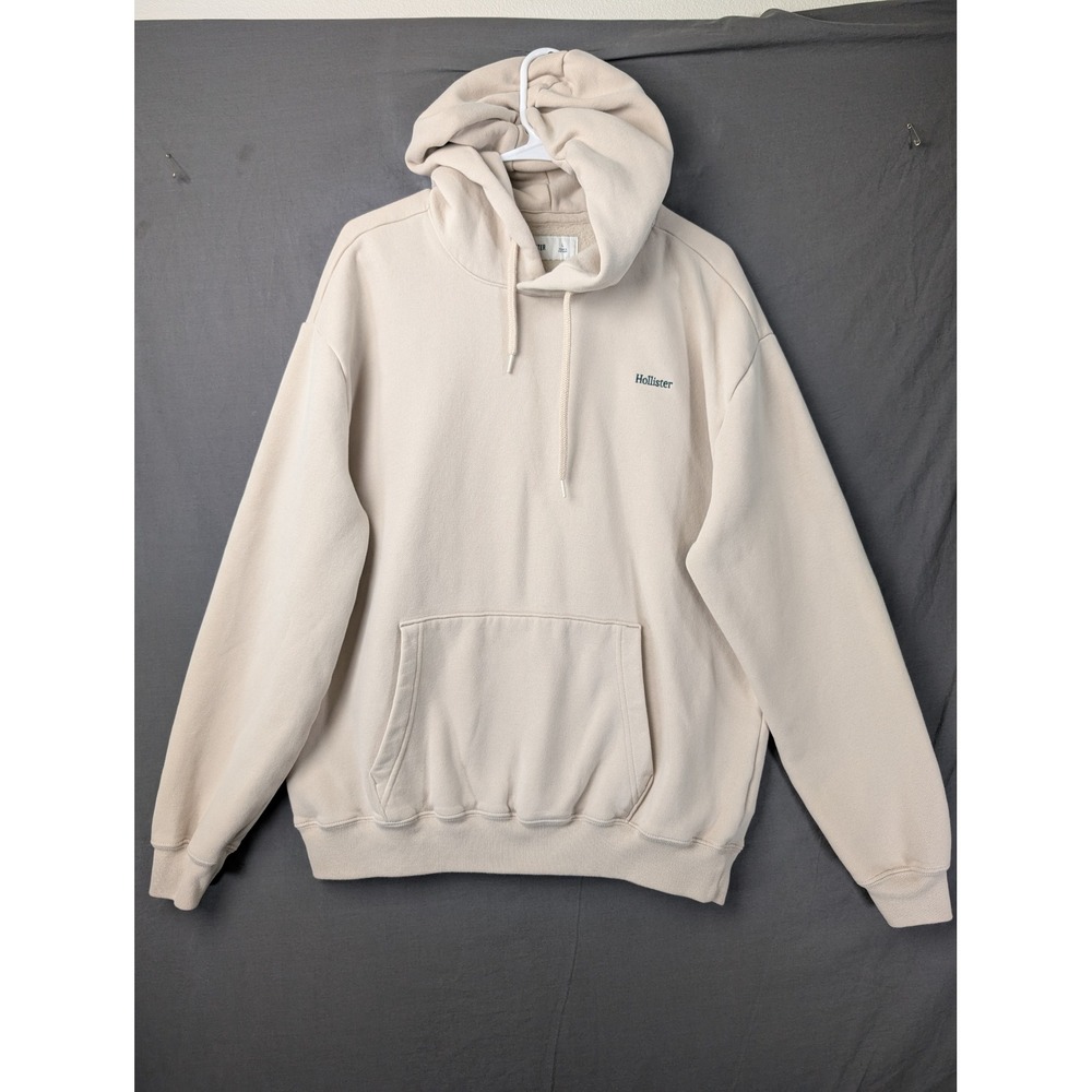 Hollister Mens Cream Logo Hoodie Sweatshirt 322F2617 Large